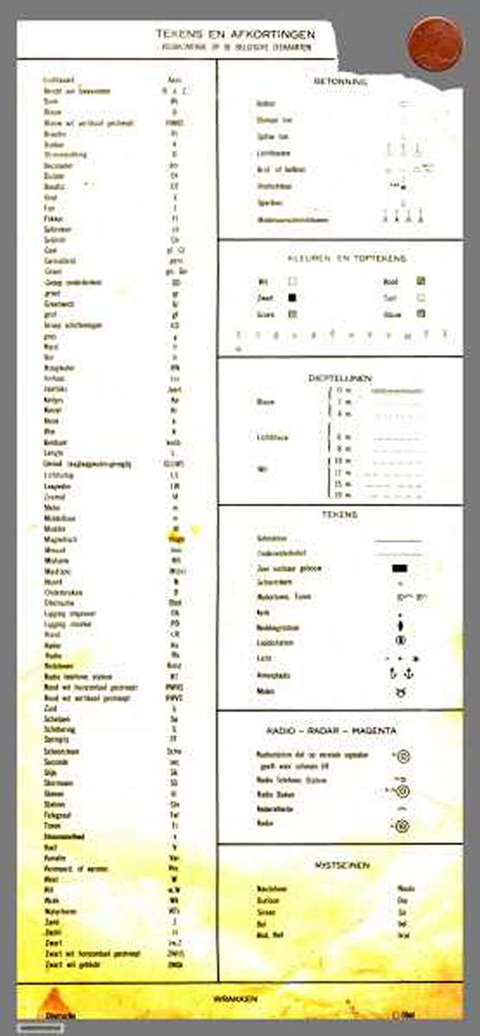 Legende met Tekens en Afkortingen voorkomende op de Belgische Zeekaarten - CARZKXX00014 Legende met Tekens en Afkortingen voorkomende op de Belgische Zeekaarten