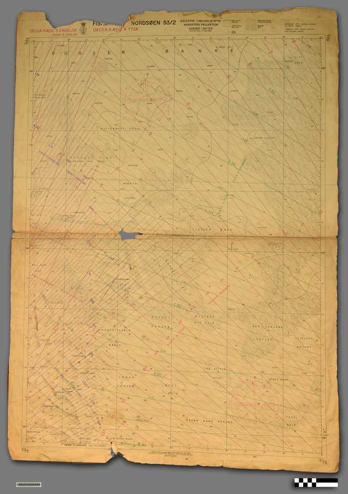 Zeekaart (Deens) 'Dogger Banke - Leman Bank - Texel Hole' - CARZKXX00449 Zeekaart (Deens) 'Dogger Banke - Leman Bank - Texel Hole'