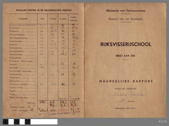 Rijksvisserijschool Heist Aan Zee Maandelijks Rapport - SERIE Daniël