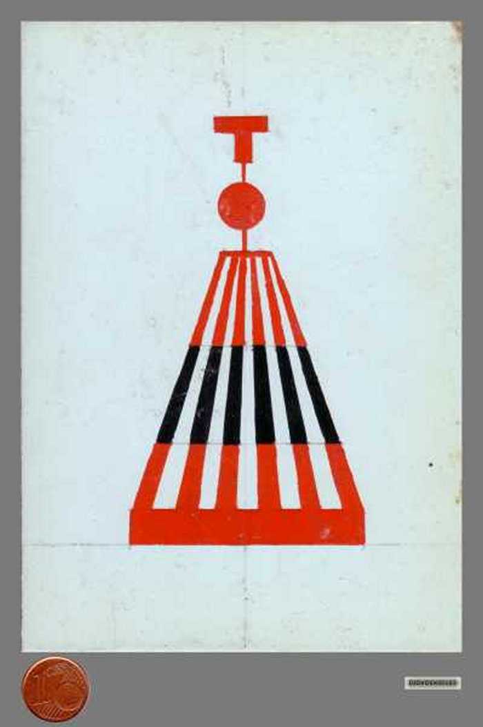 Plaatje met raamwerk boei, lateraal stelsel, werd gebruikt onder de West-Duitse kustwateren.