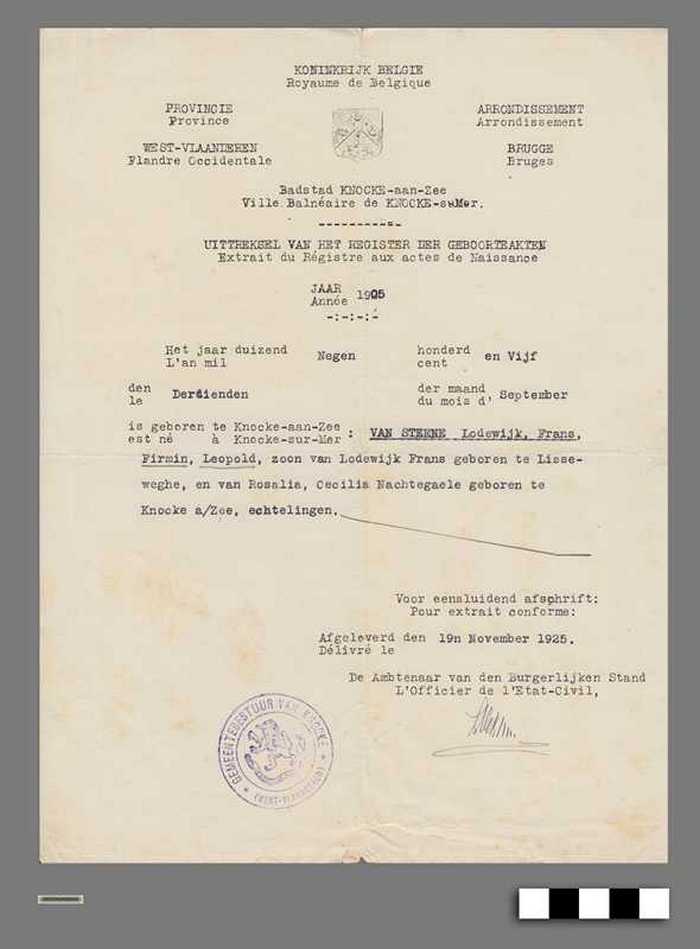 Uittreksel van het register der geboorteakten - VAN STEENE Lodewijk - DOCFAGA00010 Uittreksel van het register der geboorteakten - VAN STEENE Lodewijk