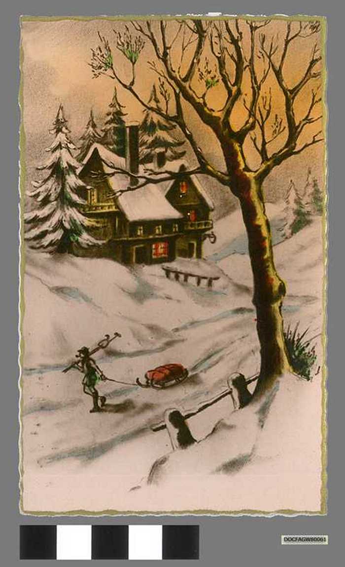 Prentkaart van een besneeuwd landschap - DOCFAGW80061 Prentkaart van een besneeuwd landschap