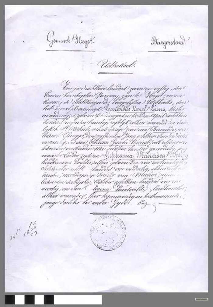 Uittreksel Burgerstand: Leonardus Karel Lams en Stephania Westyn - Gemeente Heyst - DOCFAHA00001 Uittreksel Burgerstand: Leonardus Karel Lams en Stephania Westyn - Gemeente Heyst