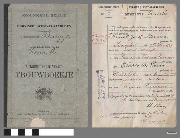 Huwelijksboekje van Lievens Emiel en De Greve Elodie - Gemeente Knocke - DOCFAHB00002 Huwelijksboekje van Lievens Emiel en De Greve Elodie - Gemeente Knocke