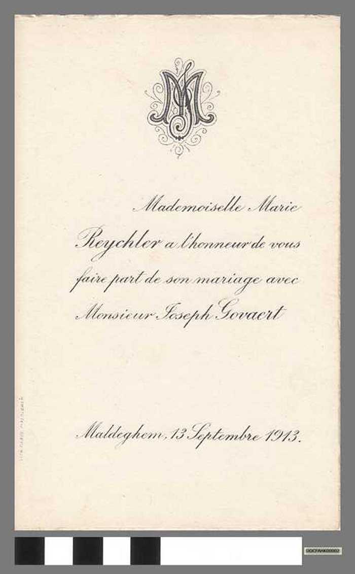 Bruiloft - GOVAERT Joseph en REYCHLER Marie - DOCFAHK00002 Bruiloft - GOVAERT Joseph en REYCHLER Marie