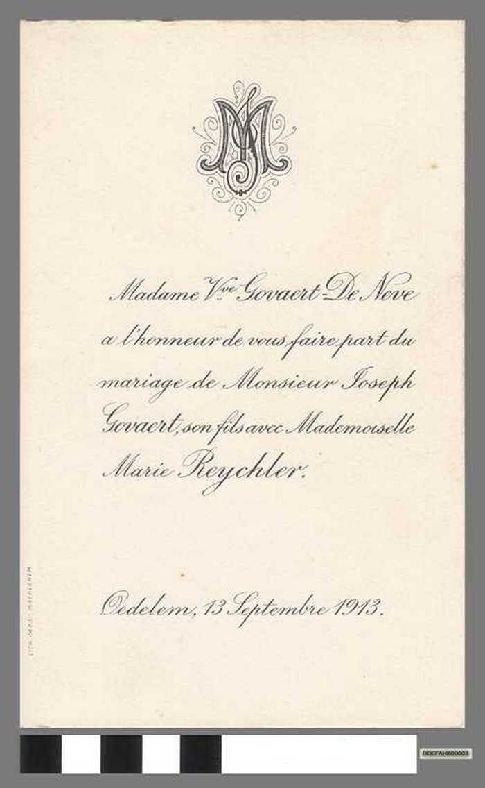 Bruiloft - GOVAERT Joseph en REYCHLER Marie - DOCFAHK00003 Bruiloft - GOVAERT Joseph en REYCHLER Marie