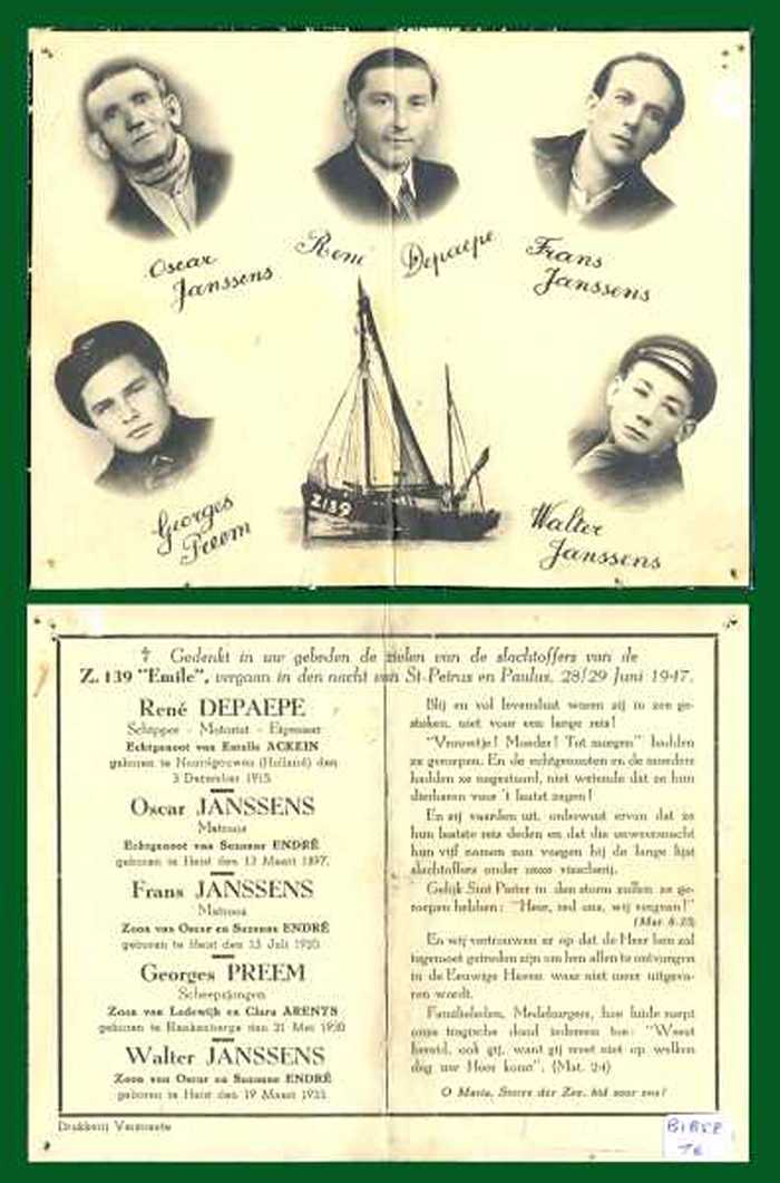 DEPAEPE René - JANSSENS Oscar - JANSSENS Frans - PREEM Georges - JANSSENS Walter - DOCFARK01589 DEPAEPE René - JANSSENS Oscar - JANSSENS Frans - PREEM Georges - JANSSENS Walter