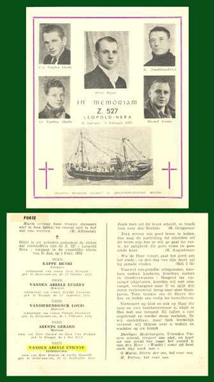 RAPPE Henri - VANDEN ABEELE Eugeen - VANDIERENDONCK Louis - ARENTS Gerard - VANDEN ABEELE Etienne - DOCFARK03395 RAPPE Henri - VANDEN ABEELE Eugeen - VANDIERENDONCK Louis - ARENTS Gerard - VANDEN ABEELE Etienne