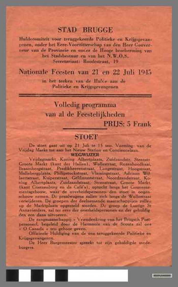 Stad Brugge. Nationale Feesten.