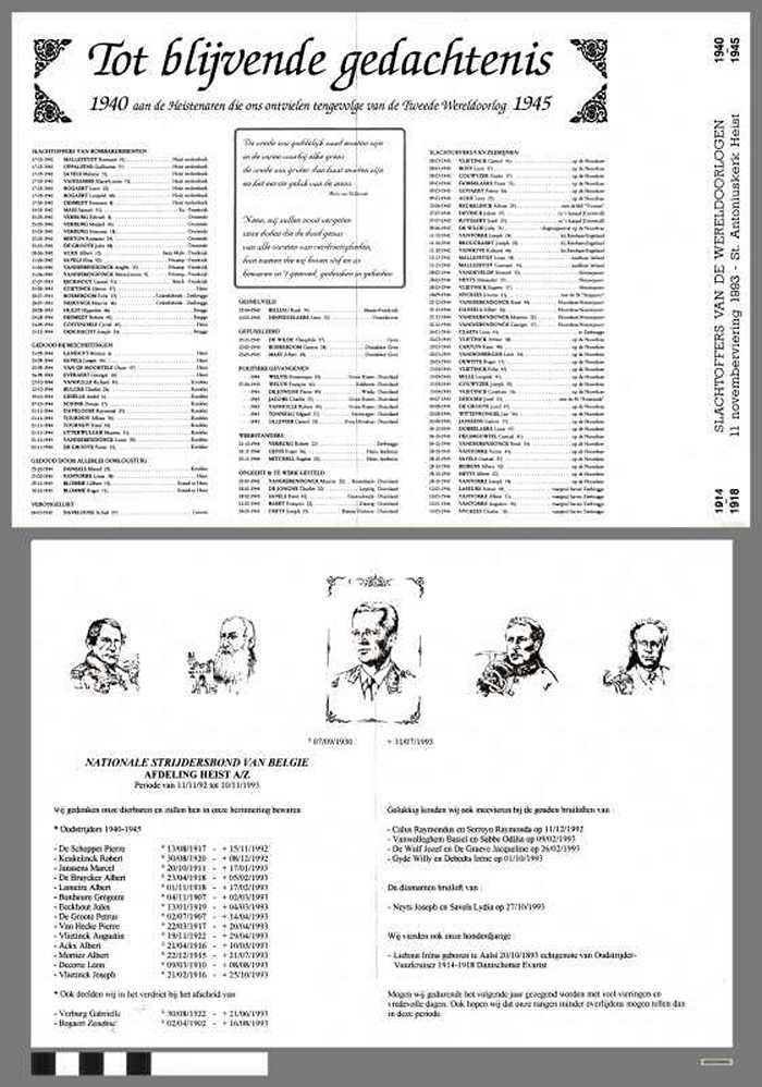 Badstad Heyst a/Zee - Ter duurbare Herinnering aan onze Soldaten gesneuveld voor het Vaderland - (1914-1918 en 1940-1945) - DOCFLXX00491 Badstad Heyst a/Zee - Ter duurbare Herinnering aan onze Soldaten gesneuveld voor het Vaderland - (1914-1918 en 1940-1945)