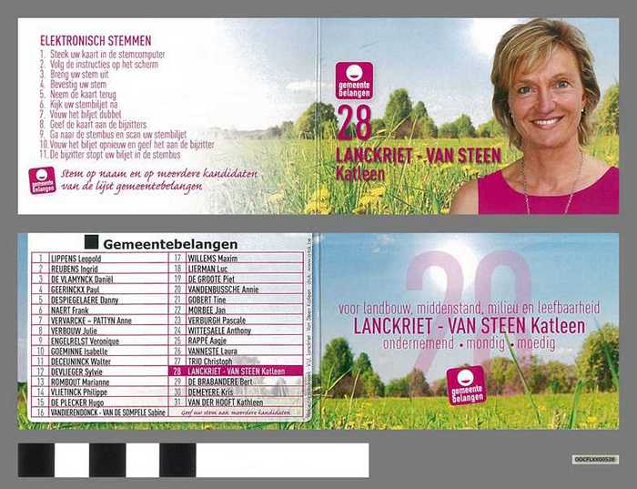 Verkiezingsdrukwerk: Lanckriet-Van Steen Katleen - Gemeentebelangen - DOCFLXX00528 Verkiezingsdrukwerk: Lanckriet-Van Steen Katleen - Gemeentebelangen