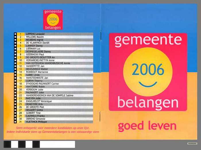 Gemeentebelangen 2006. Goed leven. - DOCIDXX00083 Gemeentebelangen 2006. Goed leven.