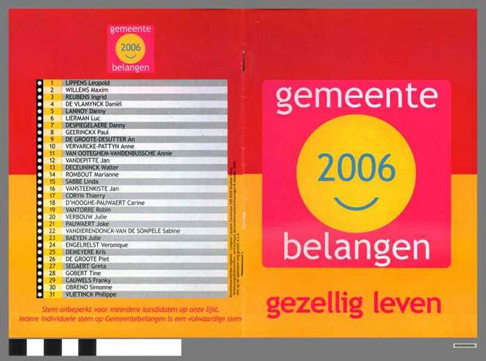 Gemeentebelangen 2006. Gezellig leven. - DOCIDXX00084 Gemeentebelangen 2006. Gezellig leven.