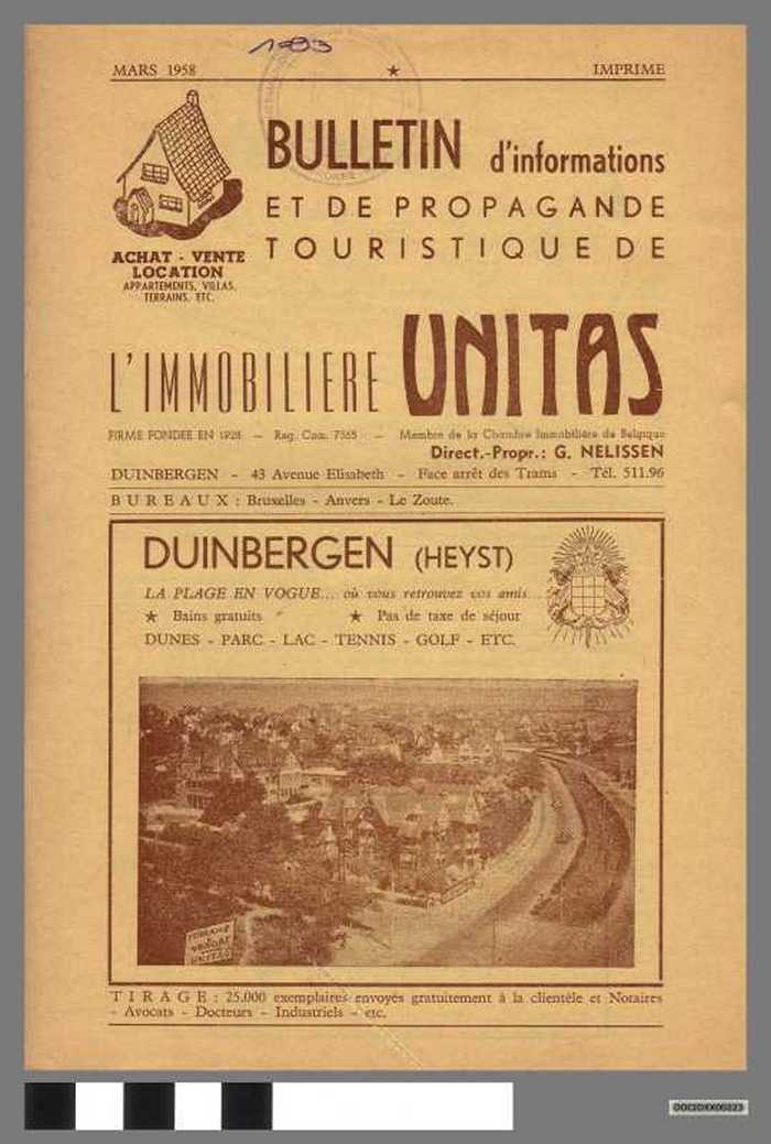 Bulletin dinformations et de propagande touristique de limmobiliier Unitas - DOCIDXX00223 Bulletin dinformations et de propagande touristique de limmobiliier Unitas