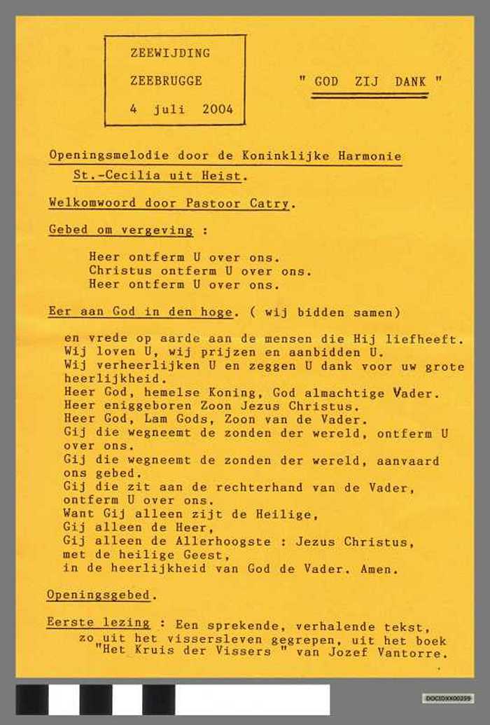 Boekje zeewijding Zeebrugge 2004 - DOCIDXX00259 Boekje zeewijding Zeebrugge 2004
