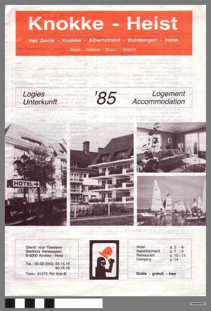 Knokke-Heist. Het Zoute - Knokke - Albertstrand - Duinbergen - Heist. Logies 85. - DOCIDXX00324 Knokke-Heist. Het Zoute - Knokke - Albertstrand - Duinbergen - Heist. Logies 85.