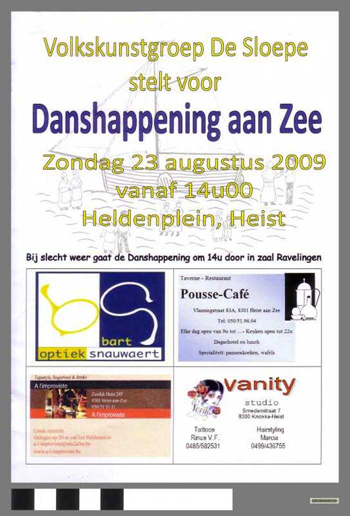 Volkskunstgroep De Sloepe stelt voor `Danshappening aan Zee. - DOCIDXX00339 Volkskunstgroep De Sloepe stelt voor `Danshappening aan Zee.