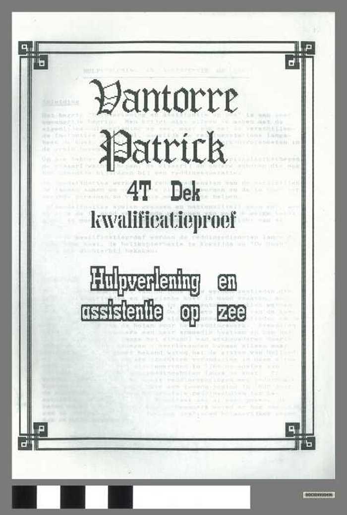Kwalificatieproef: Hulpverlening en assistentie op zee van Vantorre Patrick - DOCIDXX00496 Kwalificatieproef: Hulpverlening en assistentie op zee van Vantorre Patrick