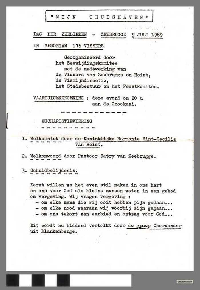 Mijn Thuishaven, dag der zeelieden. Zeebrugge 9 juli 1989, in memoriam 176 vissers - DOCIDXX00574 Mijn Thuishaven, dag der zeelieden. Zeebrugge 9 juli 1989, in memoriam 176 vissers