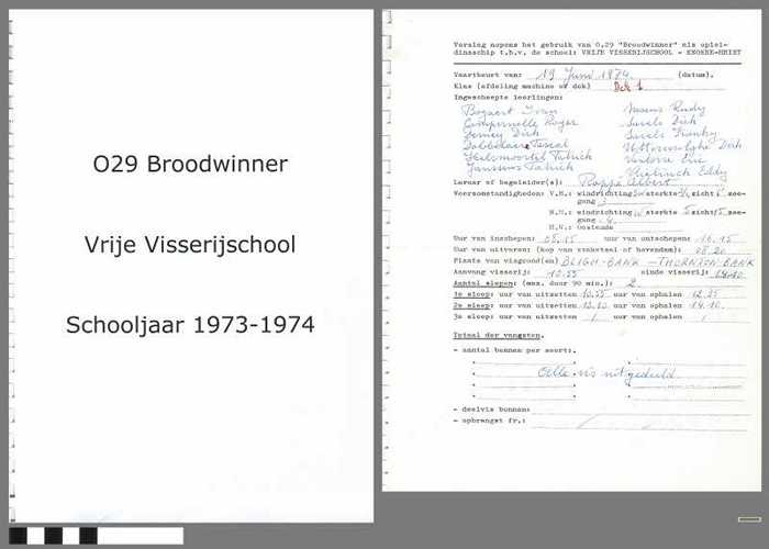 Verslagen opleidingsschip O.29 Broodwinner - Vrije Visserijschool - Schooljaar 1973-1974 - DOCIDXX00578 Verslagen opleidingsschip O.29 Broodwinner - Vrije Visserijschool - Schooljaar 1973-1974
