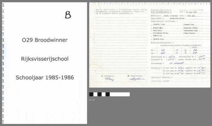 Verslagen opleidingsschip O.29 Broodwinner - Rijksvisserijschool - Schooljaar 1985-1986 - Deel B - DOCIDXX00594 Verslagen opleidingsschip O.29 Broodwinner - Rijksvisserijschool - Schooljaar 1985-1986 - Deel B