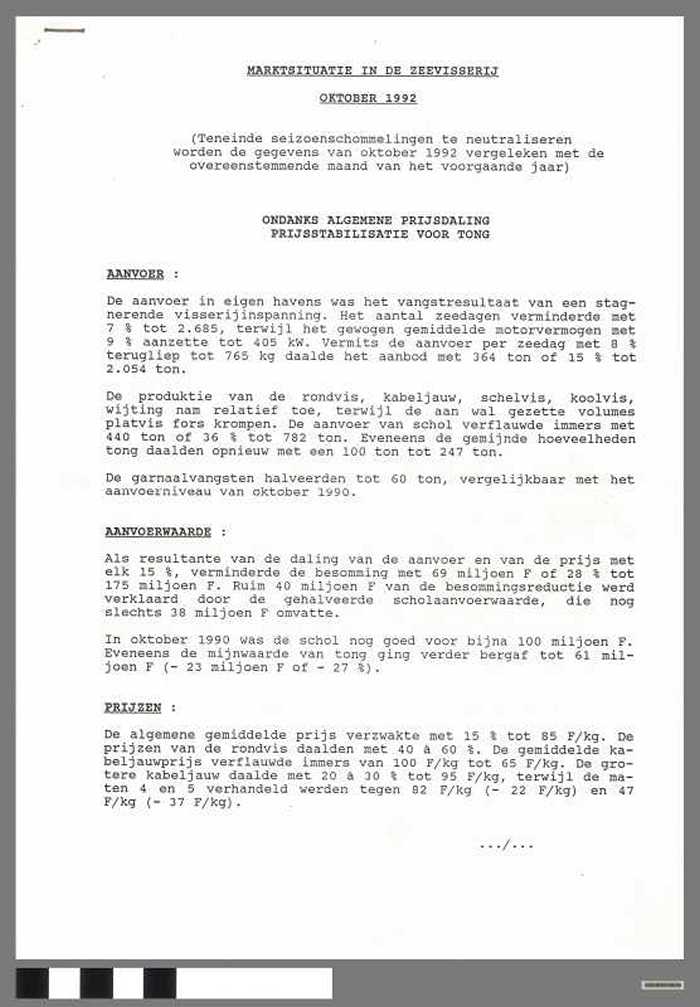 Marktsituatie in de Zeevisserij - Oktober 1992 - DOCIDXX00628 Marktsituatie in de Zeevisserij - Oktober 1992