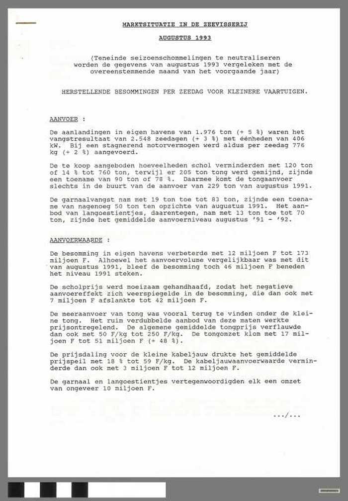 Marktsituatie in de Zeevisserij - Augustus 1993 - DOCIDXX00631 Marktsituatie in de Zeevisserij - Augustus 1993