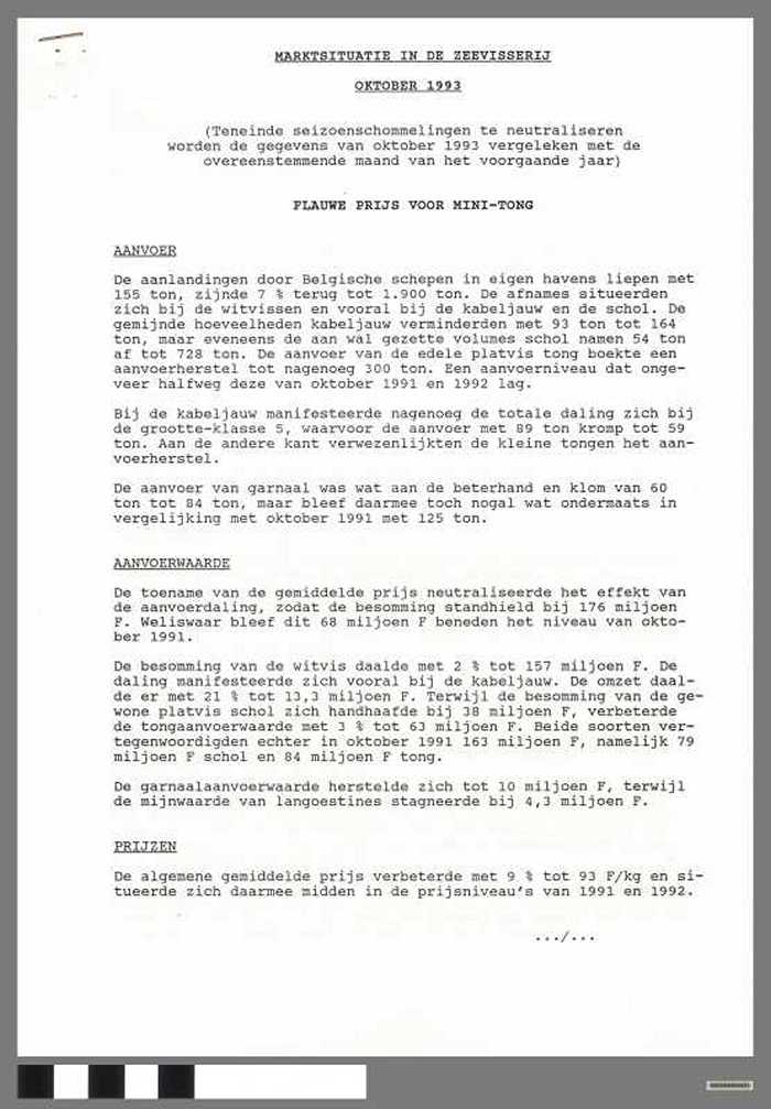 Marktsituatie in de Zeevisserij - Oktober 1993 - DOCIDXX00633 Marktsituatie in de Zeevisserij - Oktober 1993