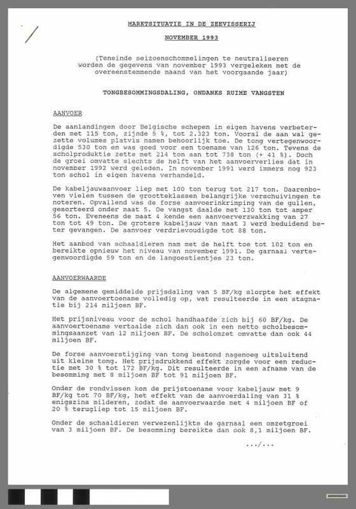 Marktsituatie in de Zeevisserij - November 1993 - DOCIDXX00634 Marktsituatie in de Zeevisserij - November 1993