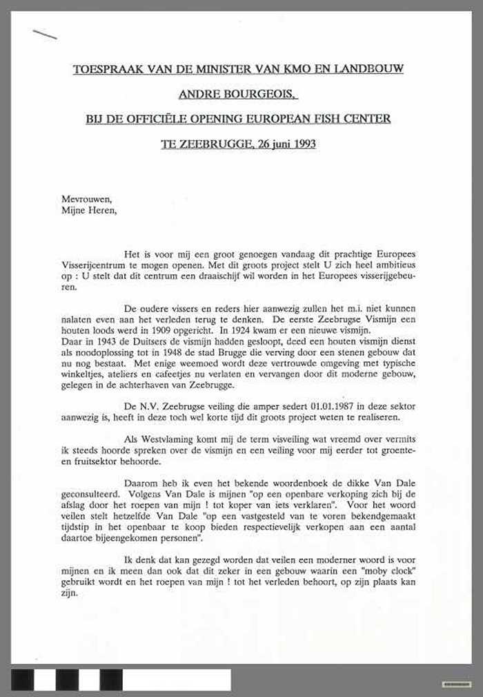 Officiële opening European Fish Center te Zeebrugge - 26 Januari 1993 - DOCIDXX00639 Officiële opening European Fish Center te Zeebrugge - 26 Januari 1993