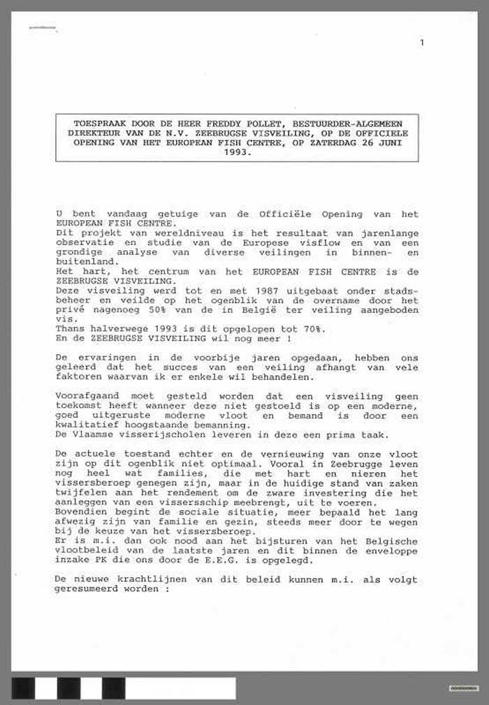 Officiële opening van het European Fish Centre te Zeebrugge - 26 januari 1993 - DOCIDXX00641 Officiële opening van het European Fish Centre te Zeebrugge - 26 januari 1993