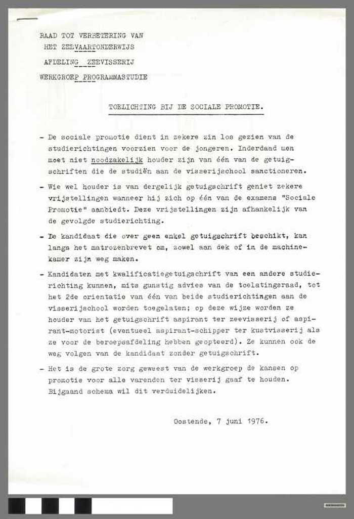 Raad tot verbetering van het Zeevaartonderwijs - Toelichting bij de sociale promotie - DOCIDXX00701 Raad tot verbetering van het Zeevaartonderwijs - Toelichting bij de sociale promotie