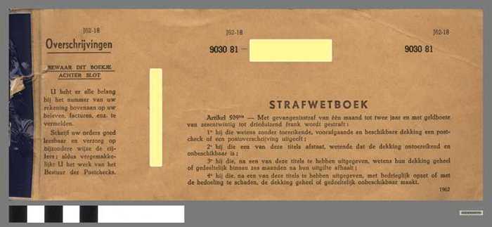 Bestuur der Postchecks - Overschrijvingen - boekje - DOCIDXX00704 Bestuur der Postchecks - Overschrijvingen - boekje