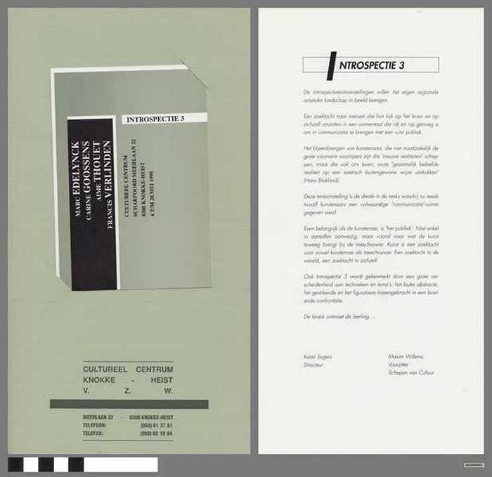 Introspectie 3: Marc Edelynck, Carine Goossens, Aime Thouet, Francis Verlinden - DOCIDXX00811 Introspectie 3: Marc Edelynck, Carine Goossens, Aime Thouet, Francis Verlinden