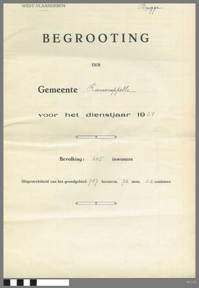Gemeente Ramscappelle - Begrooting voor het Dienstjaar 1931 - DOCIDXX00900 Gemeente Ramscappelle - Begrooting voor het Dienstjaar 1931
