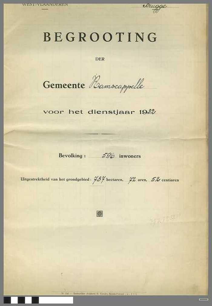 Gemeente Ramscappelle - Begrooting voor het Dienstjaar 1932 - DOCIDXX00901 Gemeente Ramscappelle - Begrooting voor het Dienstjaar 1932