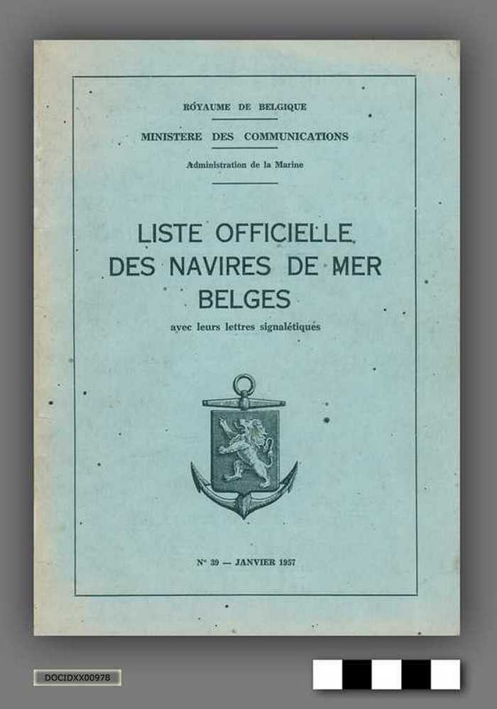 Liste officiele des navires de mer Belges - DOCIDXX00978 Liste officiele des navires de mer Belges