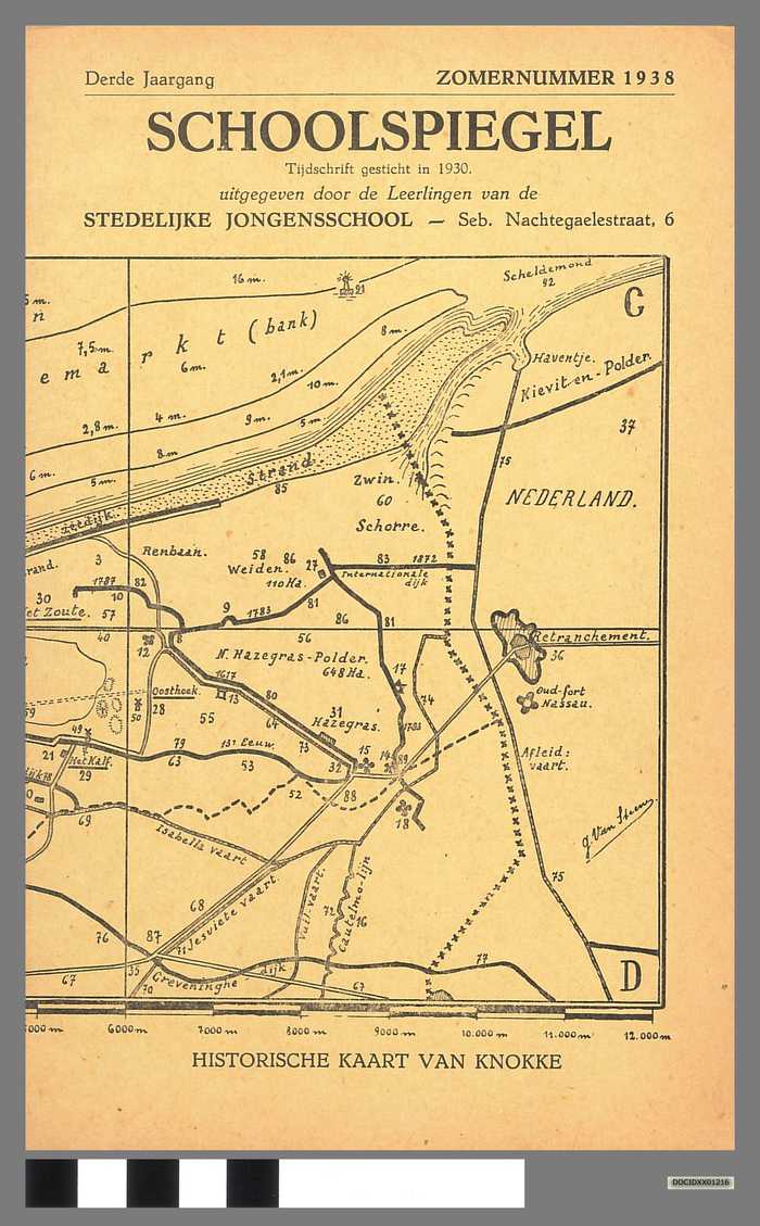 Boekje: Schoolspiegel - Stedelijke Jongensschool - Knokke - Derde jaargang - Zomernummer 1938 - DOCIDXX01216 Boekje: Schoolspiegel - Stedelijke Jongensschool - Knokke - Derde jaargang - Zomernummer 1938