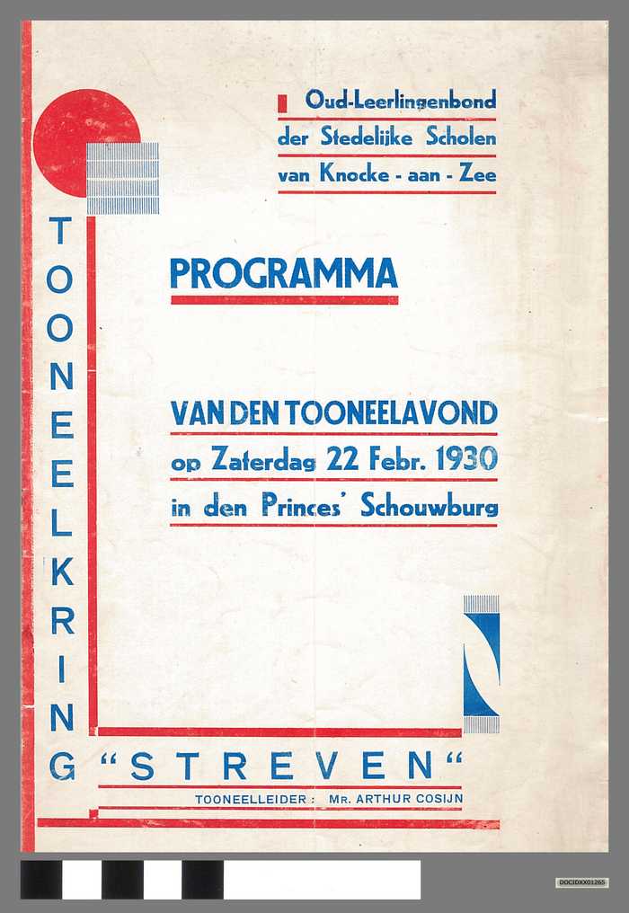 Programma van den Tooneelavond - Toneelkring Streven - Knocke-aan-Zee - Voorstelling van 'Felix Culpa' en 'Grietje' - DOCIDXX01265 Programma van den Tooneelavond - Toneelkring Streven - Knocke-aan-Zee - Voorstelling van 'Felix Culpa' en 'Grietje'