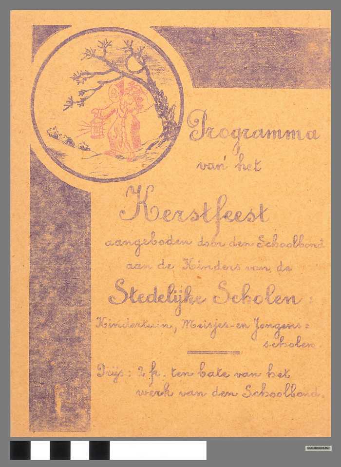 Programma van het Kerstfeest 1930 aangeboden door den Schoolbond aan de kinderen van de Stedelijke Scholen Knocke - DOCIDXX01267 Programma van het Kerstfeest 1930 aangeboden door den Schoolbond aan de kinderen van de Stedelijke Scholen Knocke