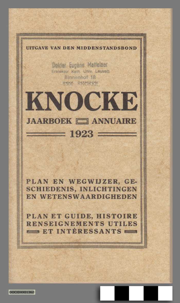 Knocke Jaarboek - Annuaire 1923 - DOCIDXX01362 Knocke Jaarboek - Annuaire 1923