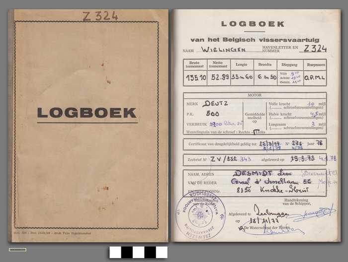 Logboek van het Belgisch vissersvaartuig Wielingen - Z324 - DOCIDXX01374 Logboek van het Belgisch vissersvaartuig Wielingen - Z324