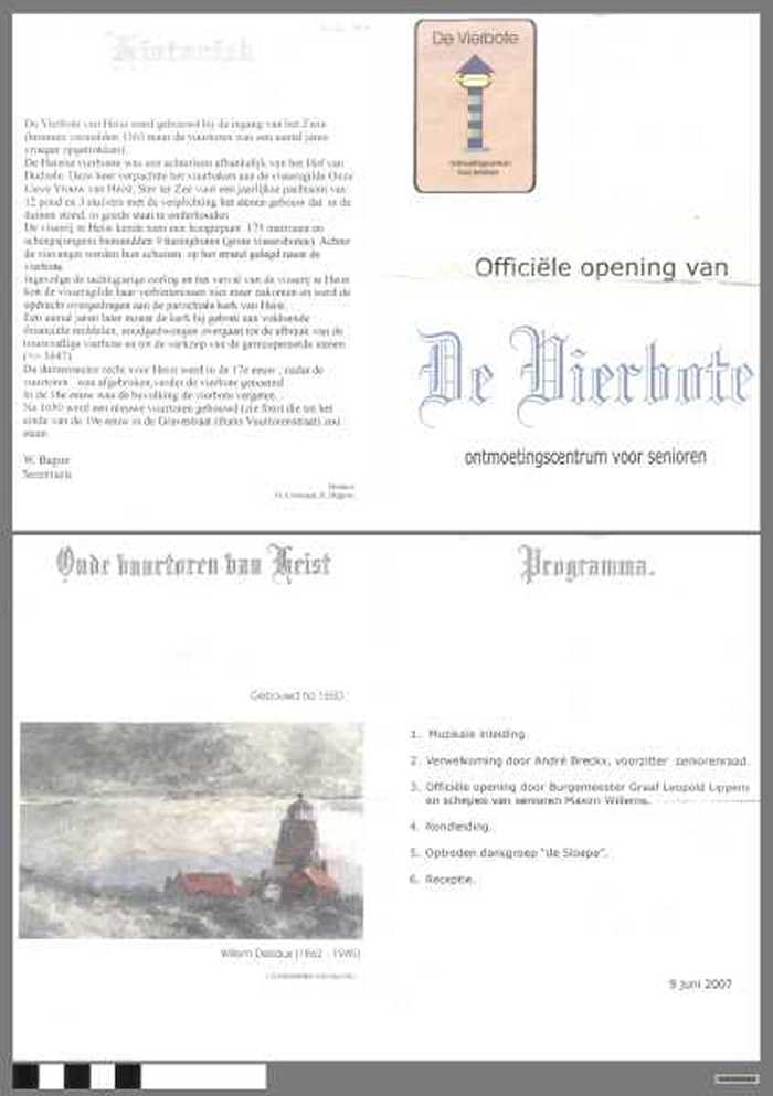 Blaadje: Officiële opening van De Vierbote - DOCKDXX00002 Blaadje: Officiële opening van De Vierbote