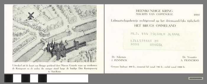 Lidkaart van de Heemkundige Kring Maurits Van Coppenolle. - DOCKDXX00004 Lidkaart van de Heemkundige Kring Maurits Van Coppenolle.