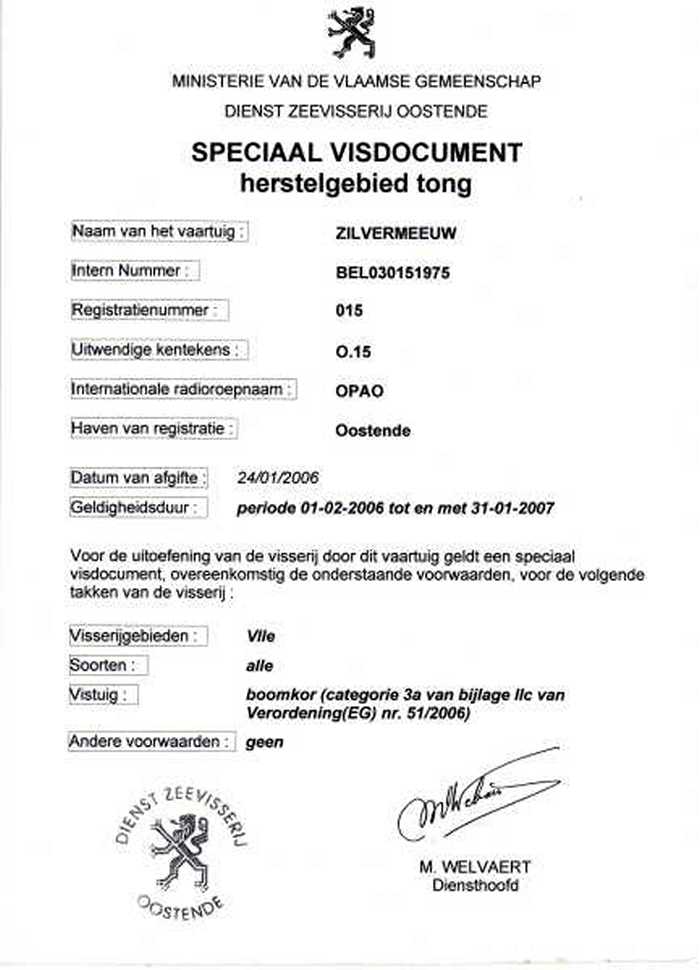 Speciaal Visdocument herstelgebied tong - DOCKDXX00016 Speciaal Visdocument herstelgebied tong