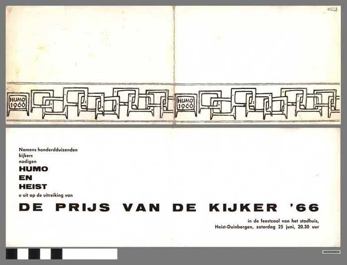 Uitnodiging uitreiking `De prijs van de kijker `66. - DOCKDXX00024 Uitnodiging uitreiking `De prijs van de kijker `66.
