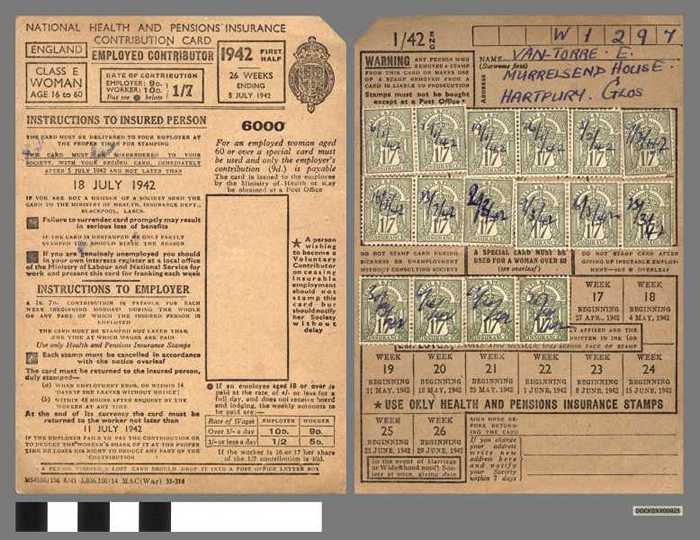 National Health and Pensions Insurance Contribution Card - Van Torre E - DOCKDXX00025 National Health and Pensions Insurance Contribution Card - Van Torre E