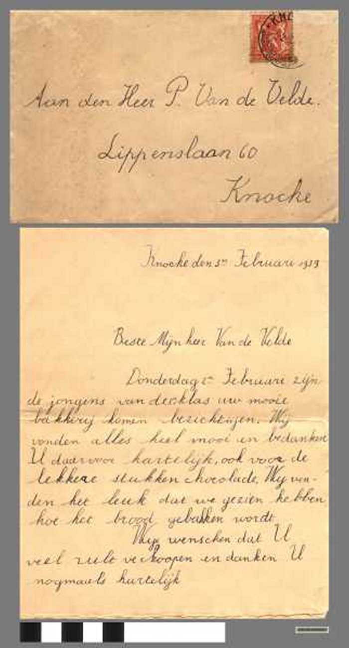 Envelop met bedankingsbrief gericht aan Henri Vande Velde - DOCKDXX00027 Envelop met bedankingsbrief gericht aan Henri Vande Velde