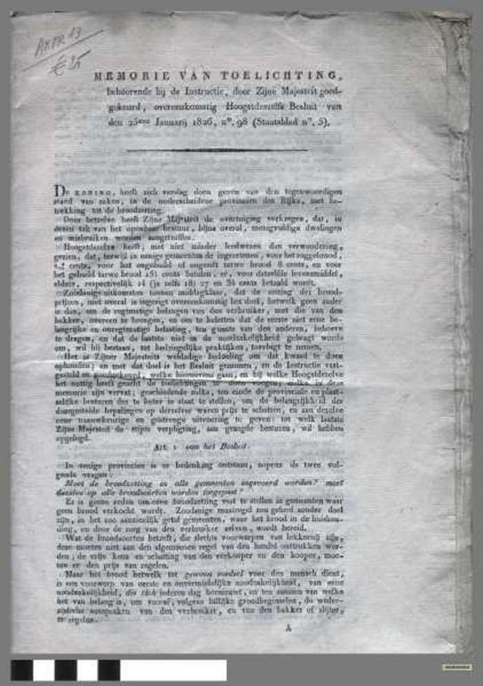 Memorie van Toelichting (Broodzetting) van 1826 - DOCKDXX00031 Memorie van Toelichting (Broodzetting) van 1826
