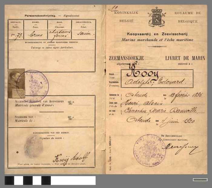 Zeemansboekje van Kooy Adolphe - 1920 - DOCKDXX00051 Zeemansboekje van Kooy Adolphe - 1920